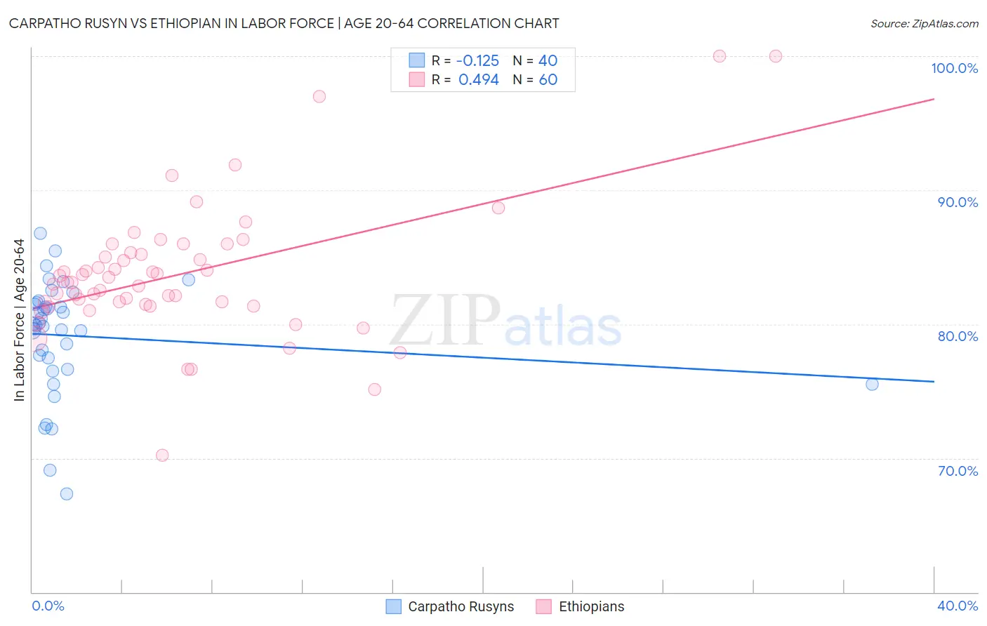 Carpatho Rusyn vs Ethiopian In Labor Force | Age 20-64
