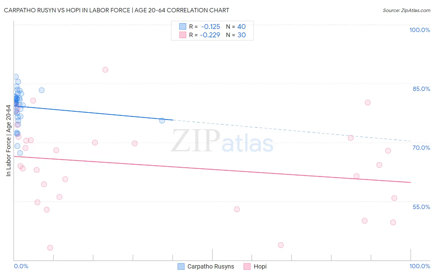 Carpatho Rusyn vs Hopi In Labor Force | Age 20-64