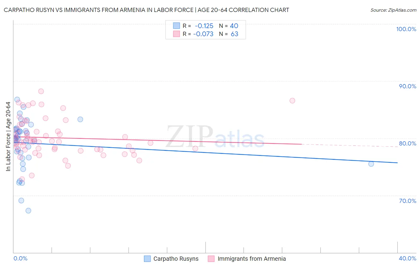 Carpatho Rusyn vs Immigrants from Armenia In Labor Force | Age 20-64