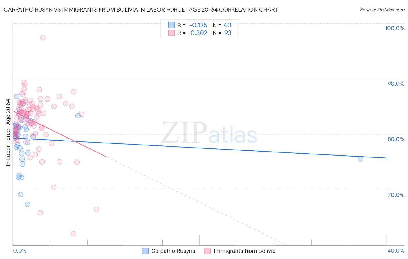Carpatho Rusyn vs Immigrants from Bolivia In Labor Force | Age 20-64