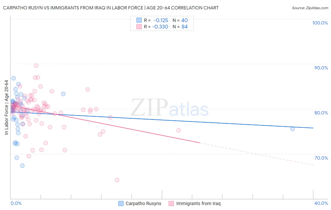 Carpatho Rusyn vs Immigrants from Iraq In Labor Force | Age 20-64