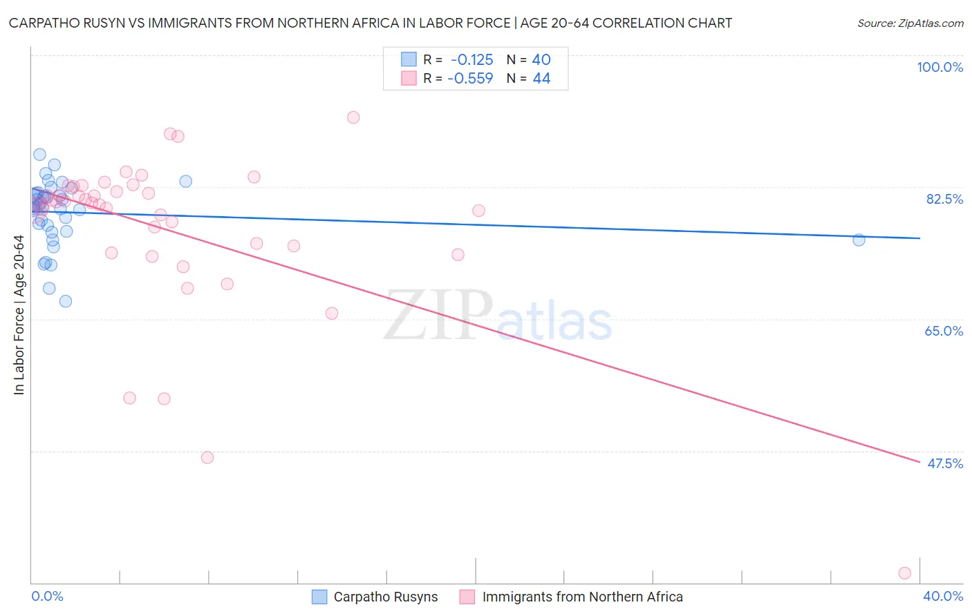 Carpatho Rusyn vs Immigrants from Northern Africa In Labor Force | Age 20-64