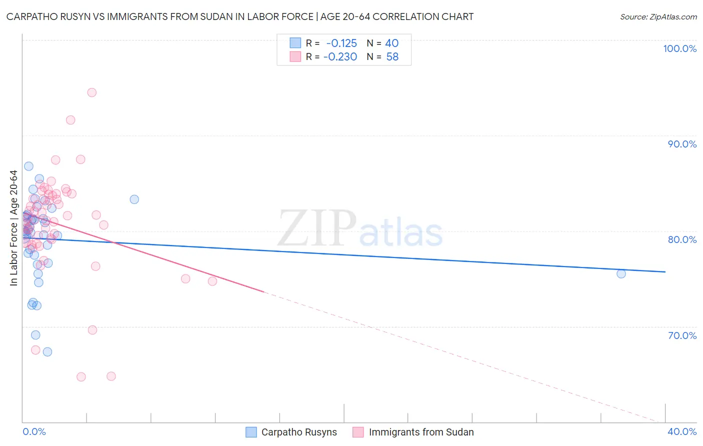 Carpatho Rusyn vs Immigrants from Sudan In Labor Force | Age 20-64