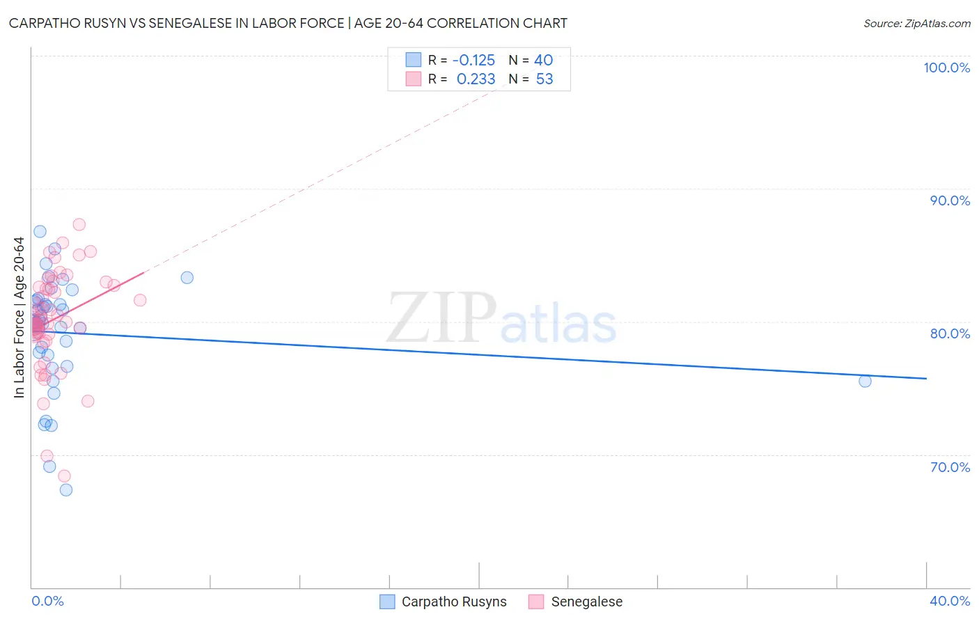 Carpatho Rusyn vs Senegalese In Labor Force | Age 20-64