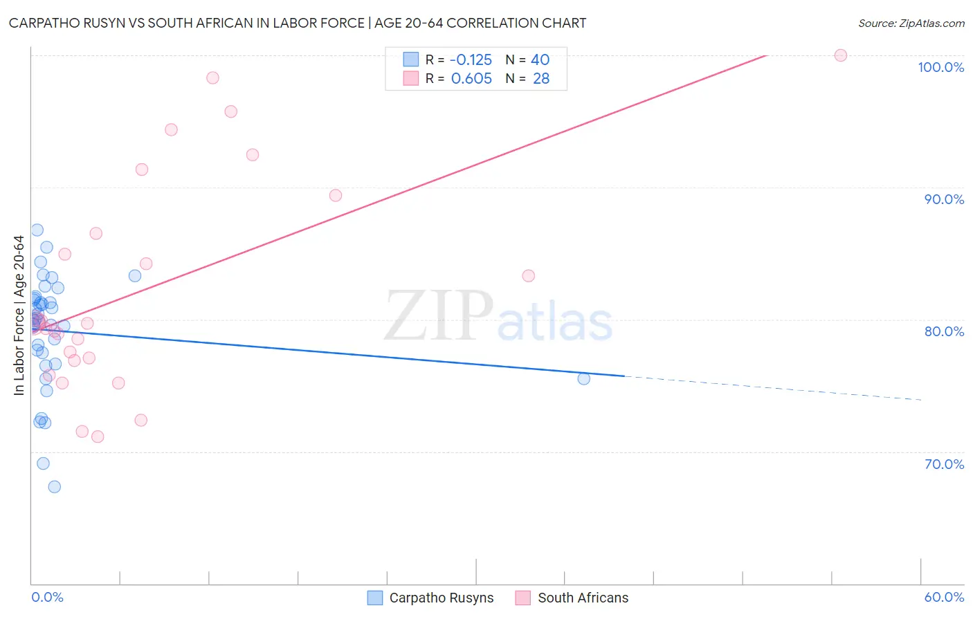 Carpatho Rusyn vs South African In Labor Force | Age 20-64