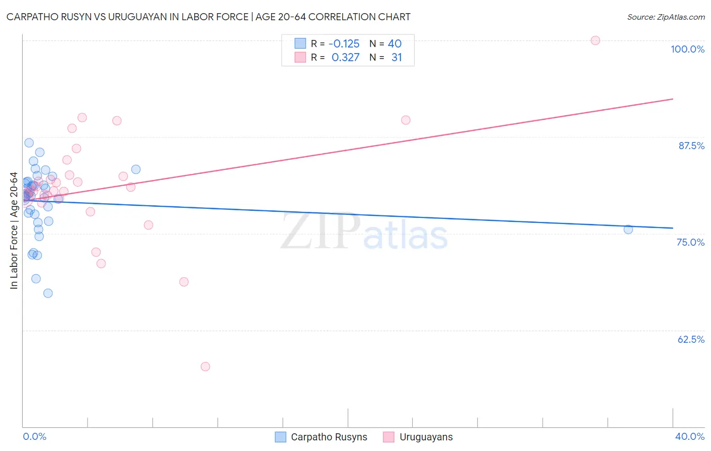 Carpatho Rusyn vs Uruguayan In Labor Force | Age 20-64