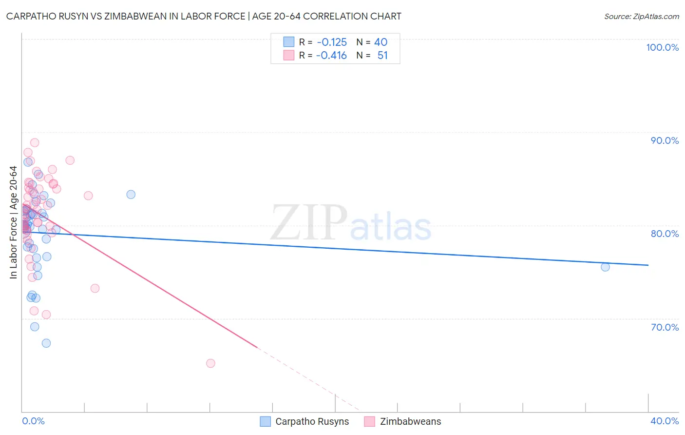 Carpatho Rusyn vs Zimbabwean In Labor Force | Age 20-64