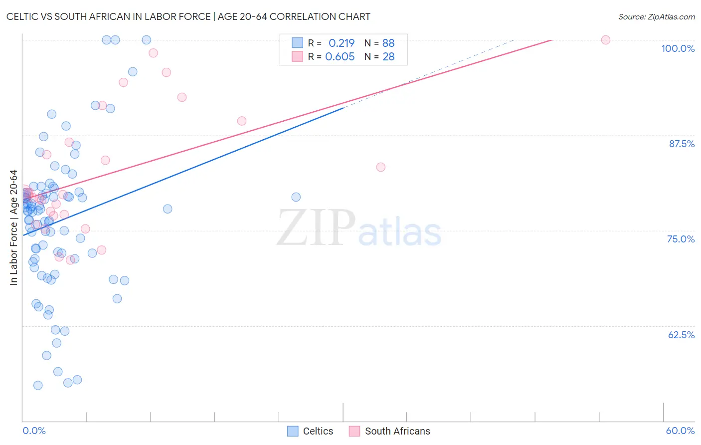 Celtic vs South African In Labor Force | Age 20-64
