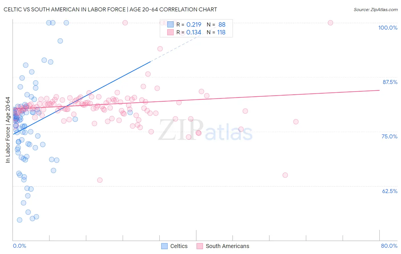 Celtic vs South American In Labor Force | Age 20-64