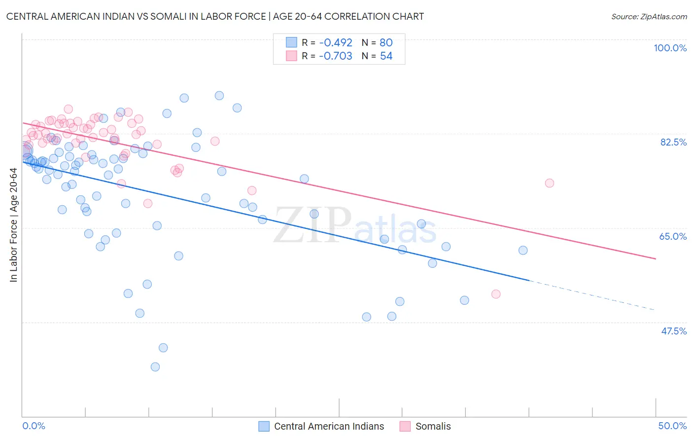 Central American Indian vs Somali In Labor Force | Age 20-64