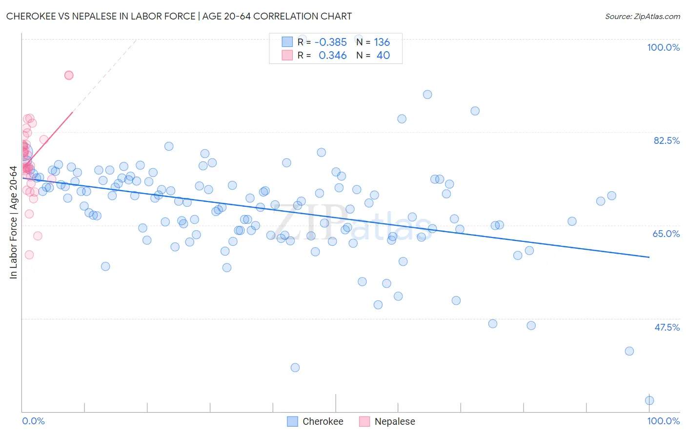 Cherokee vs Nepalese In Labor Force | Age 20-64
