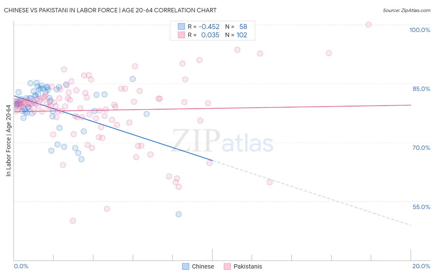 Chinese vs Pakistani In Labor Force | Age 20-64