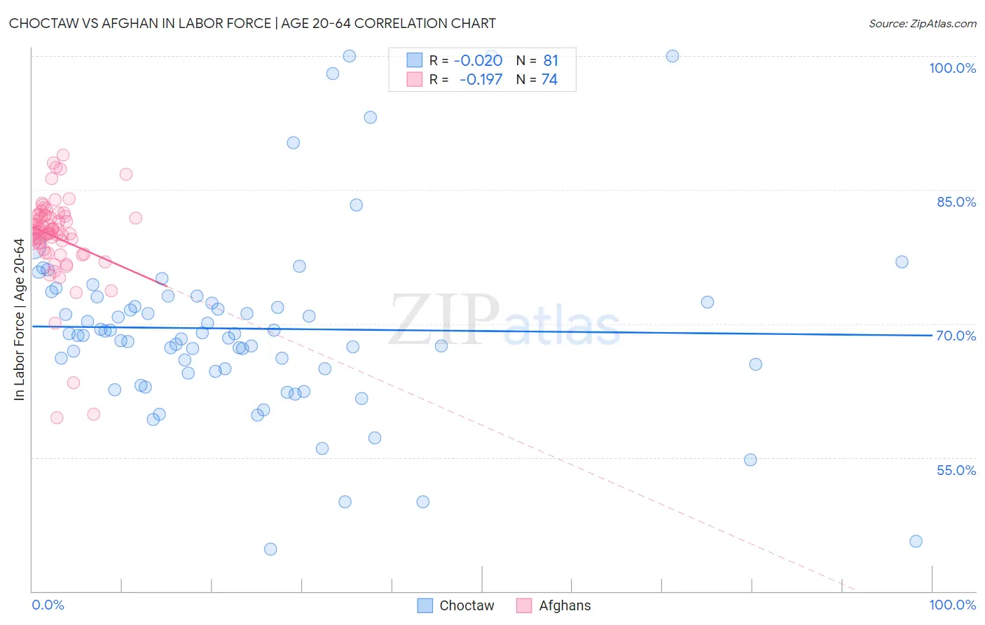 Choctaw vs Afghan In Labor Force | Age 20-64