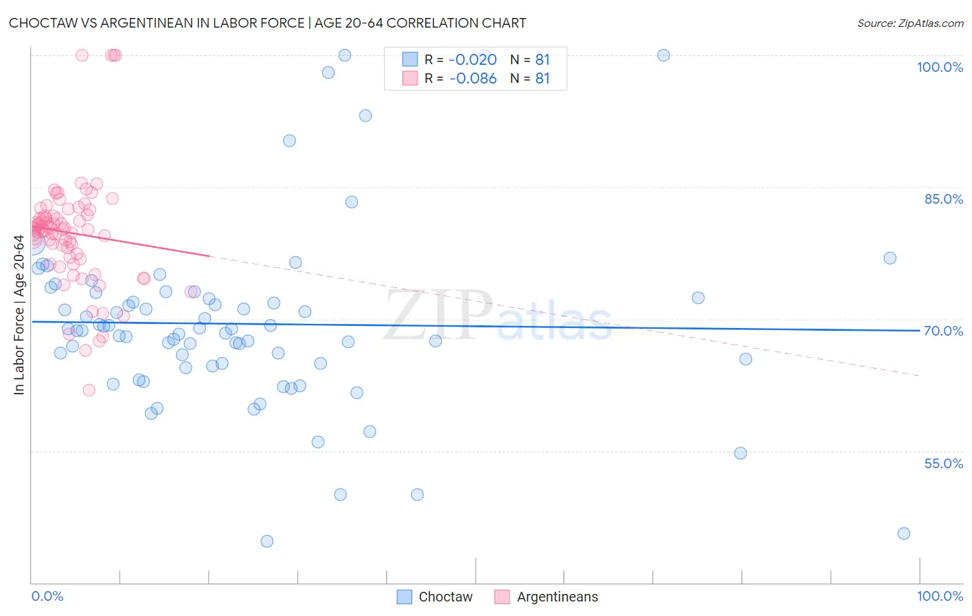 Choctaw vs Argentinean In Labor Force | Age 20-64
