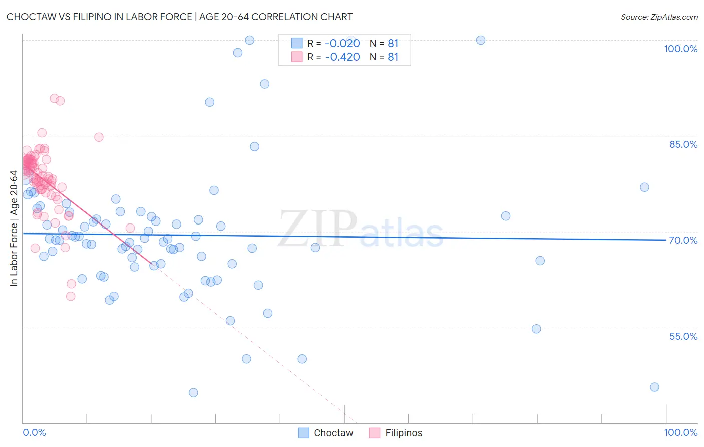 Choctaw vs Filipino In Labor Force | Age 20-64