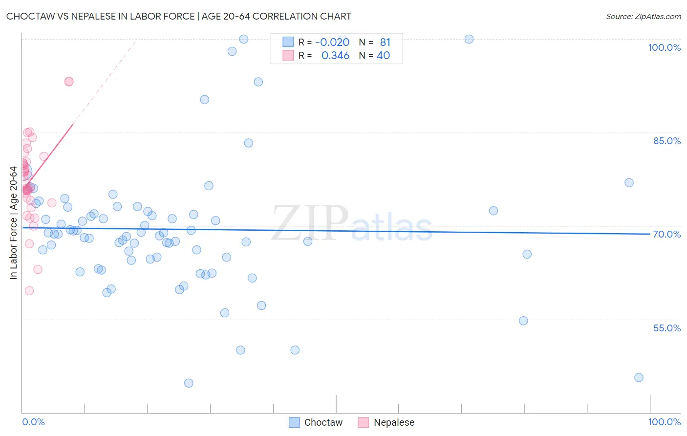Choctaw vs Nepalese In Labor Force | Age 20-64