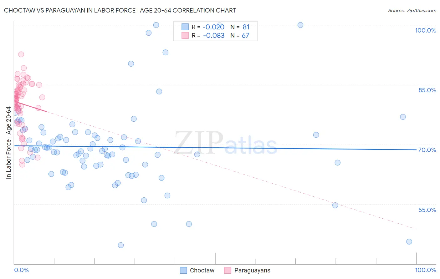 Choctaw vs Paraguayan In Labor Force | Age 20-64