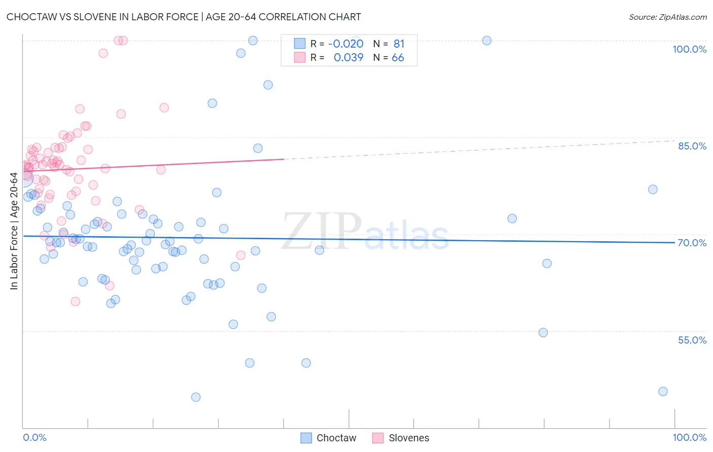 Choctaw vs Slovene In Labor Force | Age 20-64
