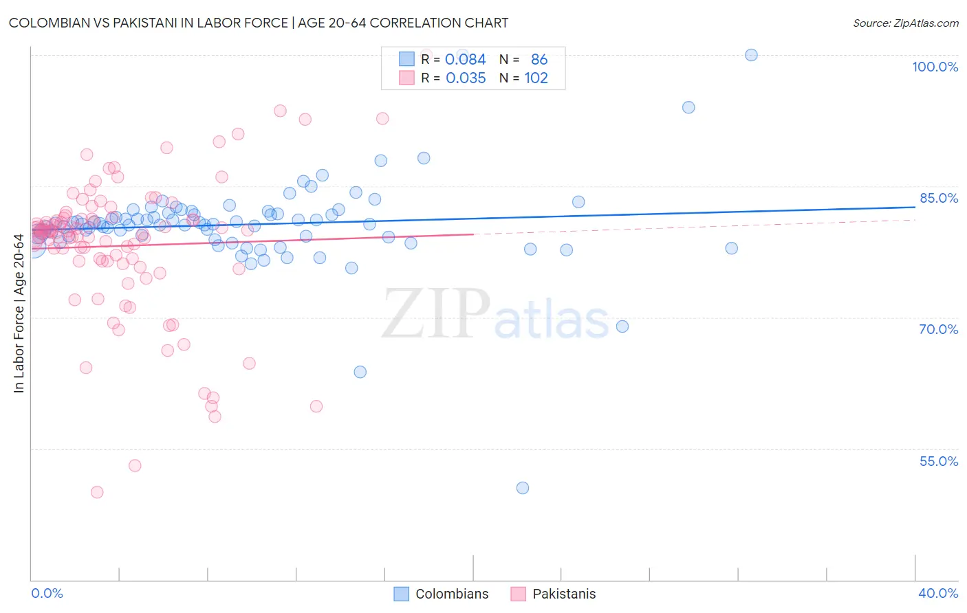 Colombian vs Pakistani In Labor Force | Age 20-64