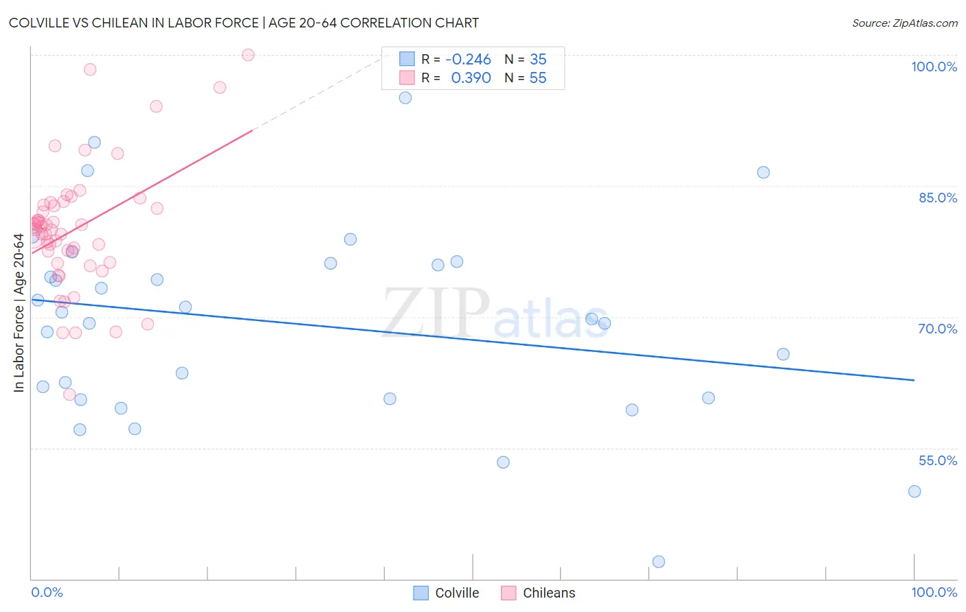 Colville vs Chilean In Labor Force | Age 20-64