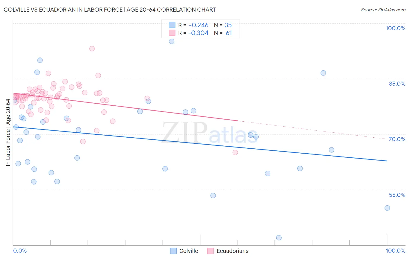 Colville vs Ecuadorian In Labor Force | Age 20-64