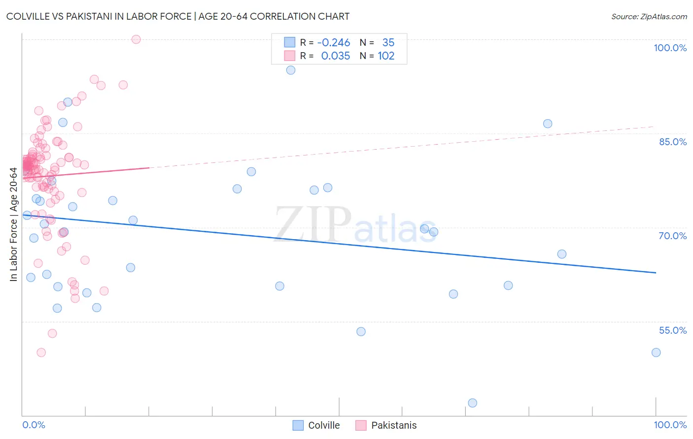 Colville vs Pakistani In Labor Force | Age 20-64