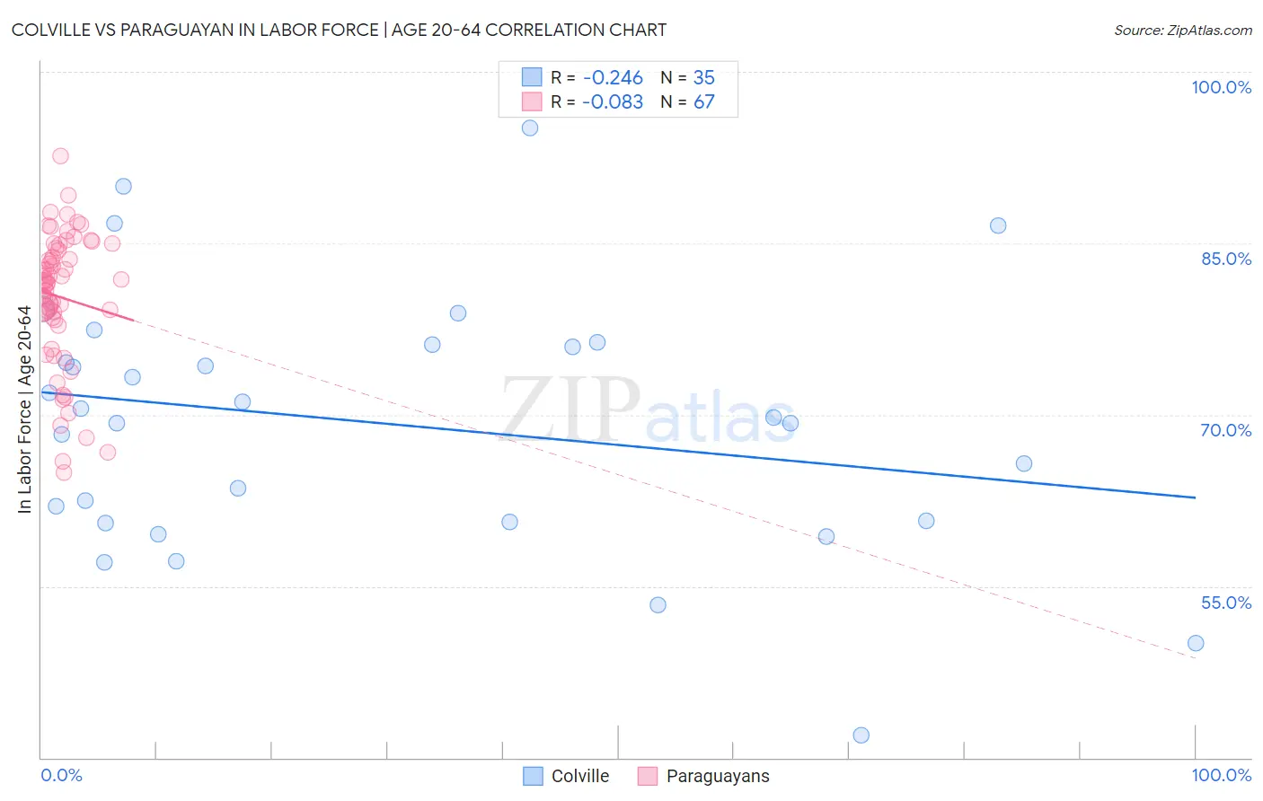 Colville vs Paraguayan In Labor Force | Age 20-64