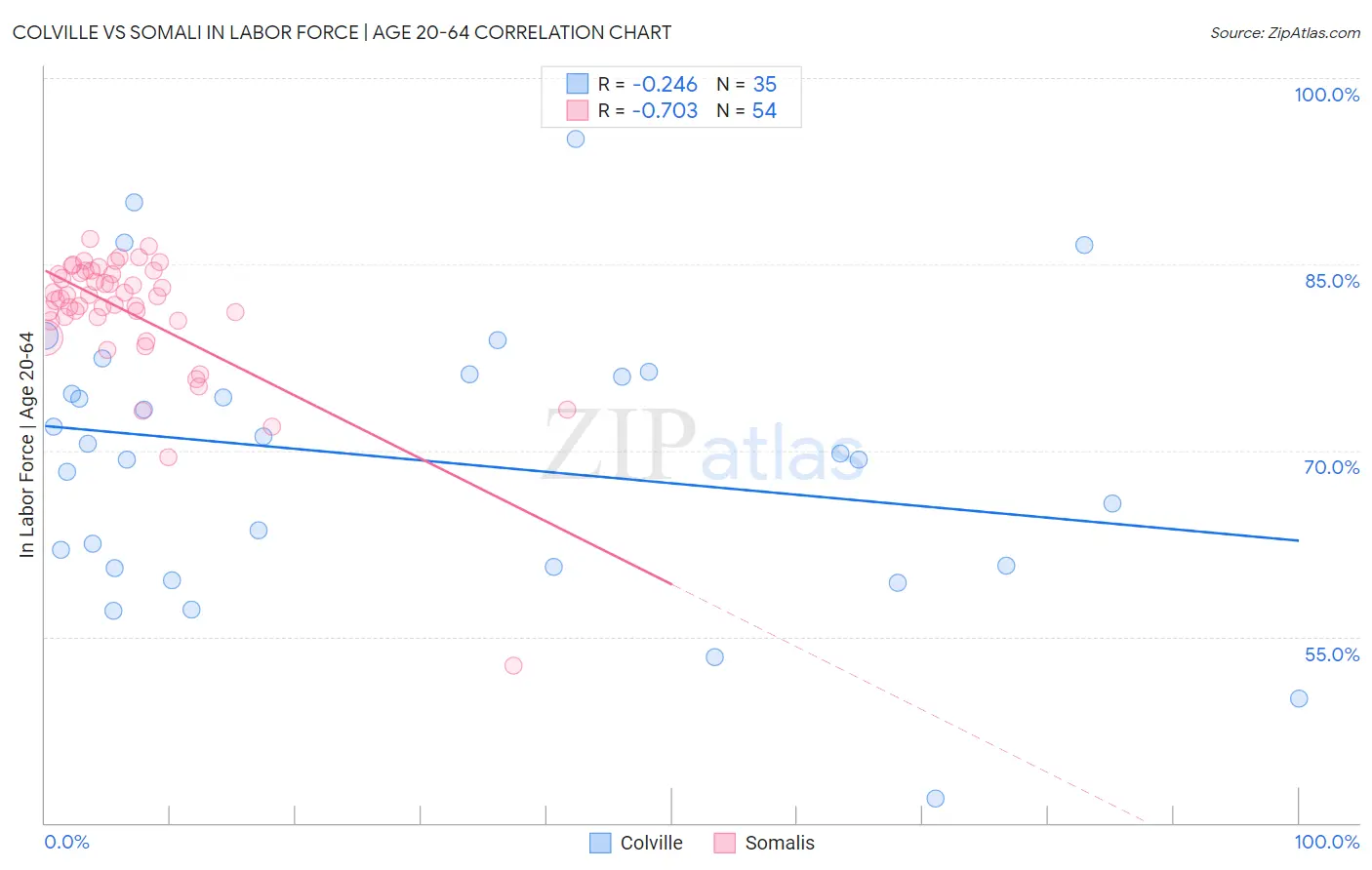 Colville vs Somali In Labor Force | Age 20-64