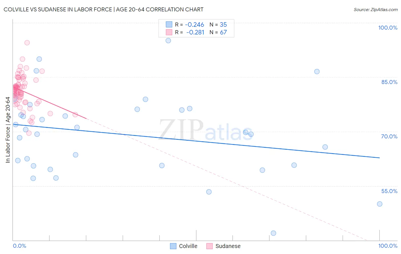 Colville vs Sudanese In Labor Force | Age 20-64