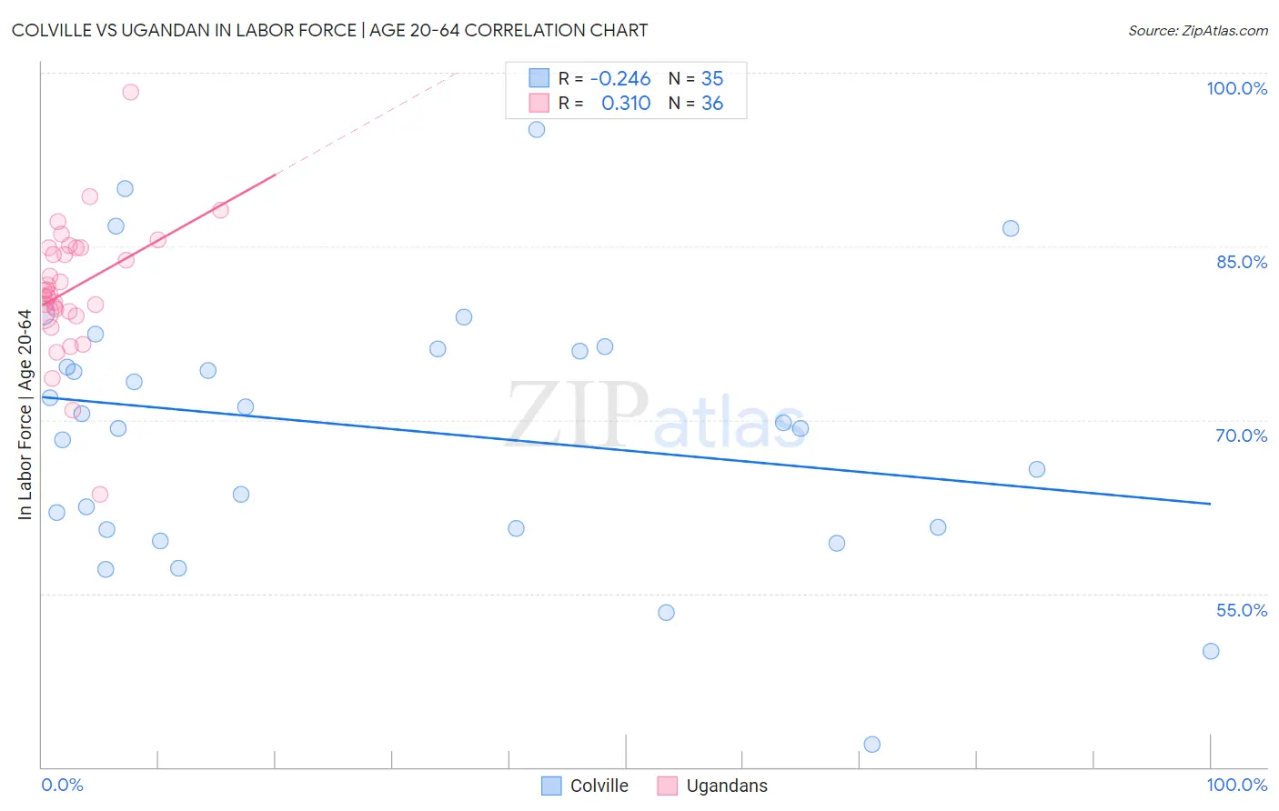 Colville vs Ugandan In Labor Force | Age 20-64