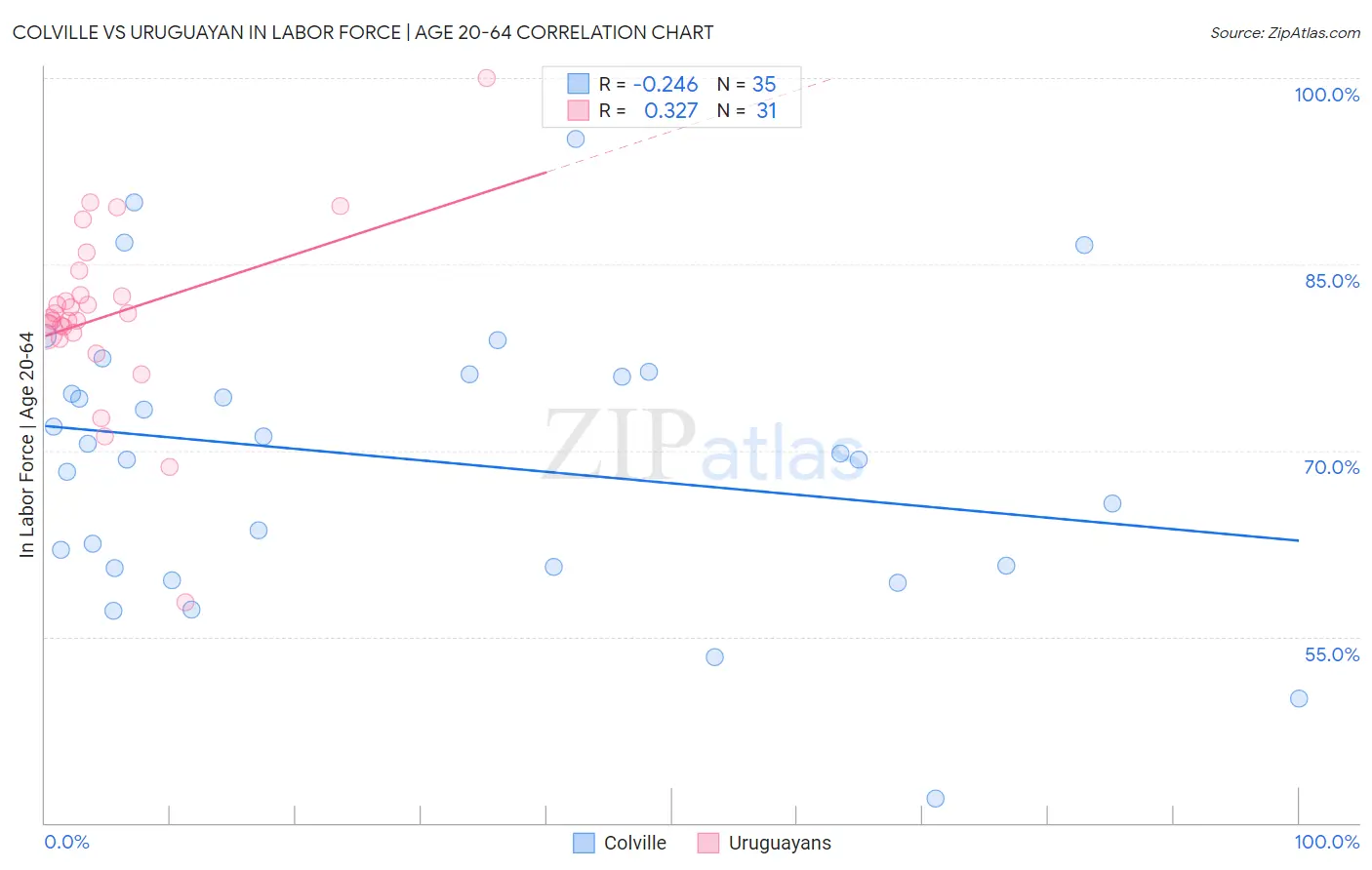 Colville vs Uruguayan In Labor Force | Age 20-64