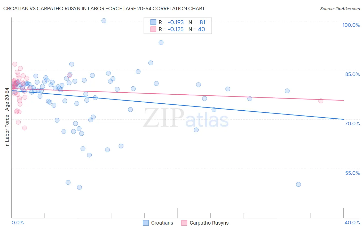 Croatian vs Carpatho Rusyn In Labor Force | Age 20-64