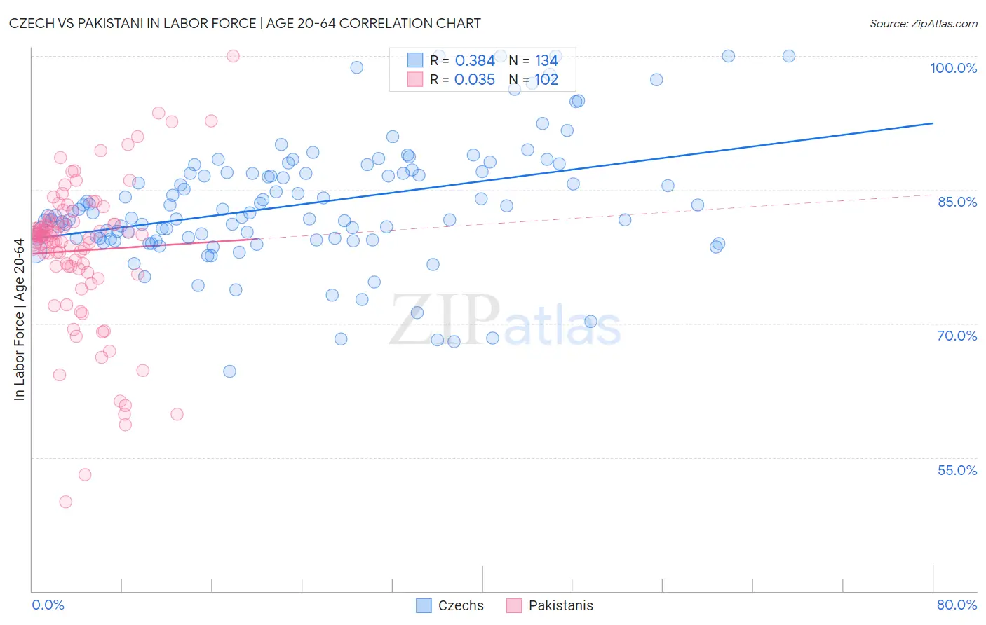 Czech vs Pakistani In Labor Force | Age 20-64