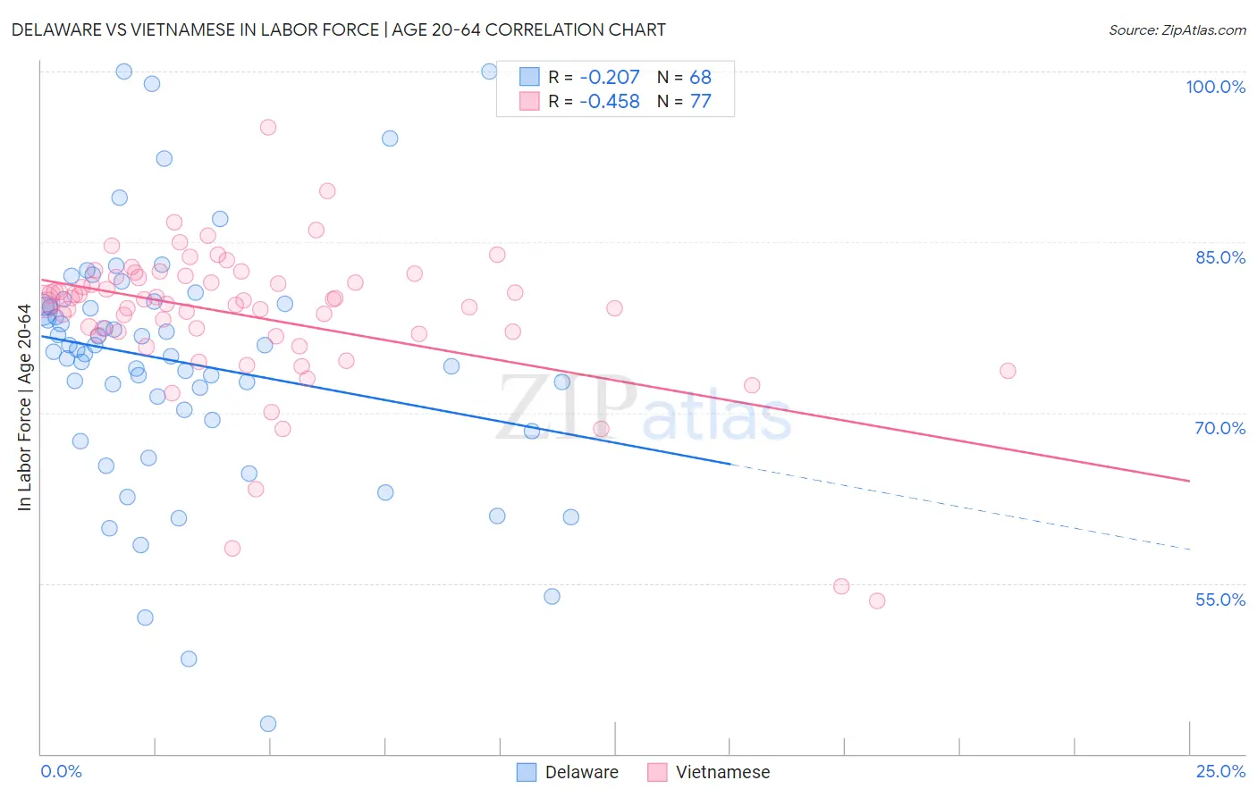 Delaware vs Vietnamese In Labor Force | Age 20-64