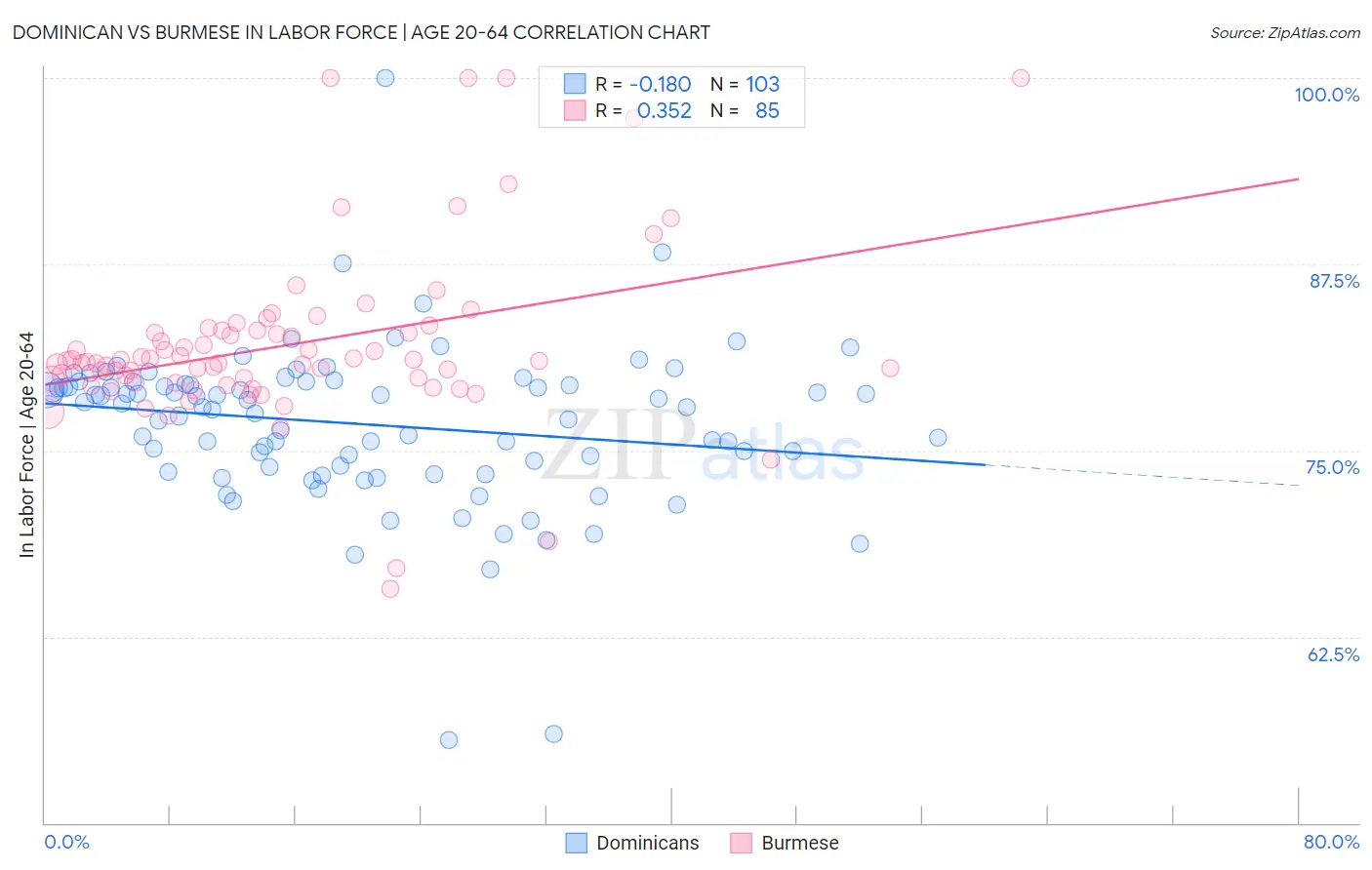 Dominican vs Burmese In Labor Force | Age 20-64