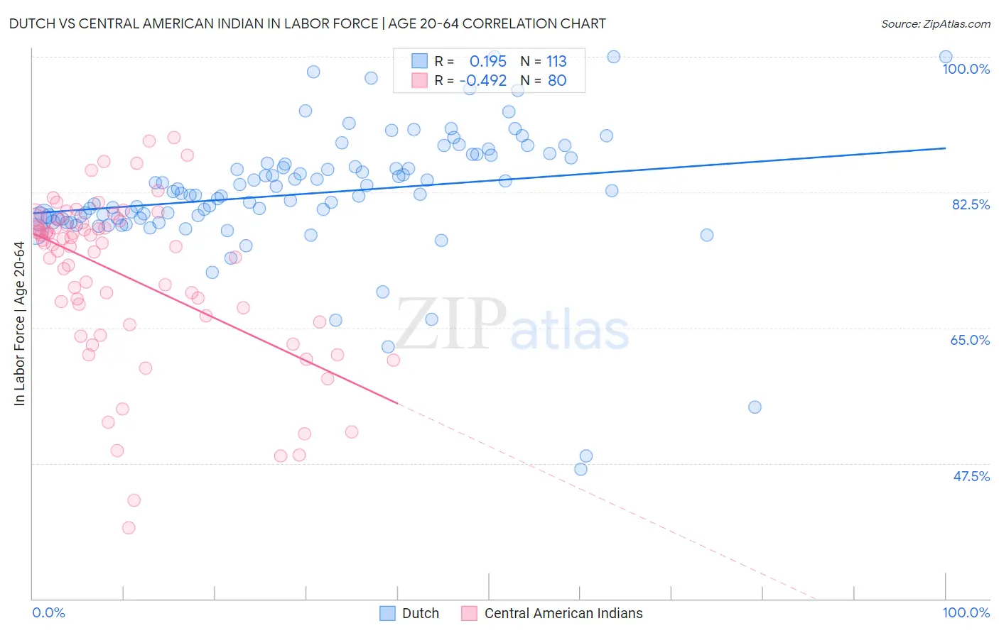Dutch vs Central American Indian In Labor Force | Age 20-64