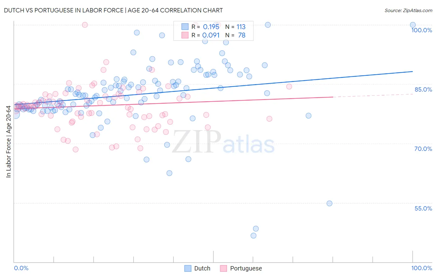 Dutch vs Portuguese In Labor Force | Age 20-64