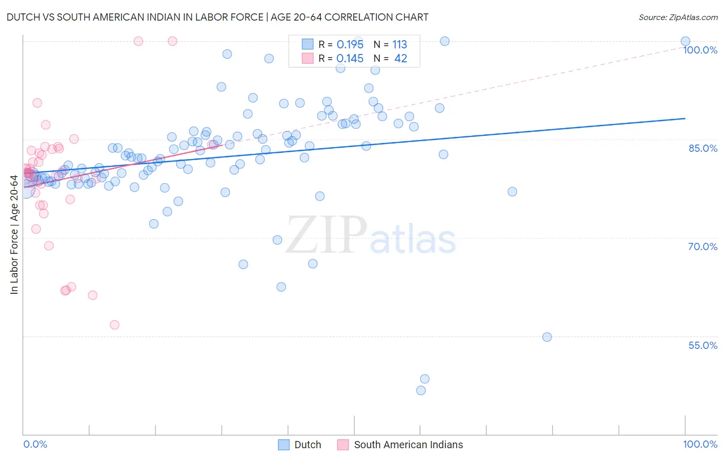 Dutch vs South American Indian In Labor Force | Age 20-64