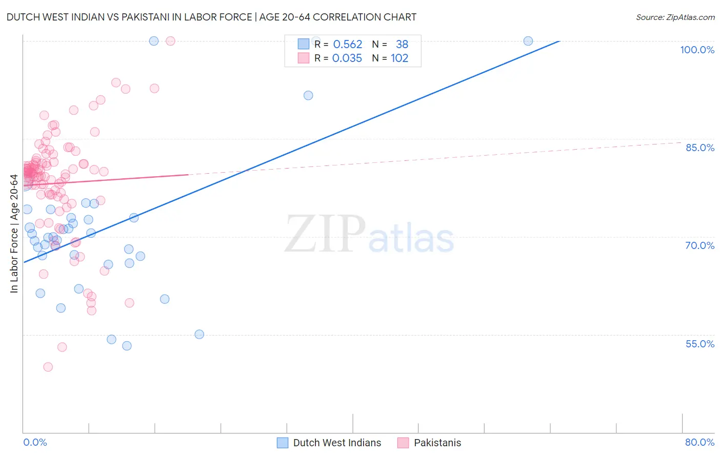 Dutch West Indian vs Pakistani In Labor Force | Age 20-64