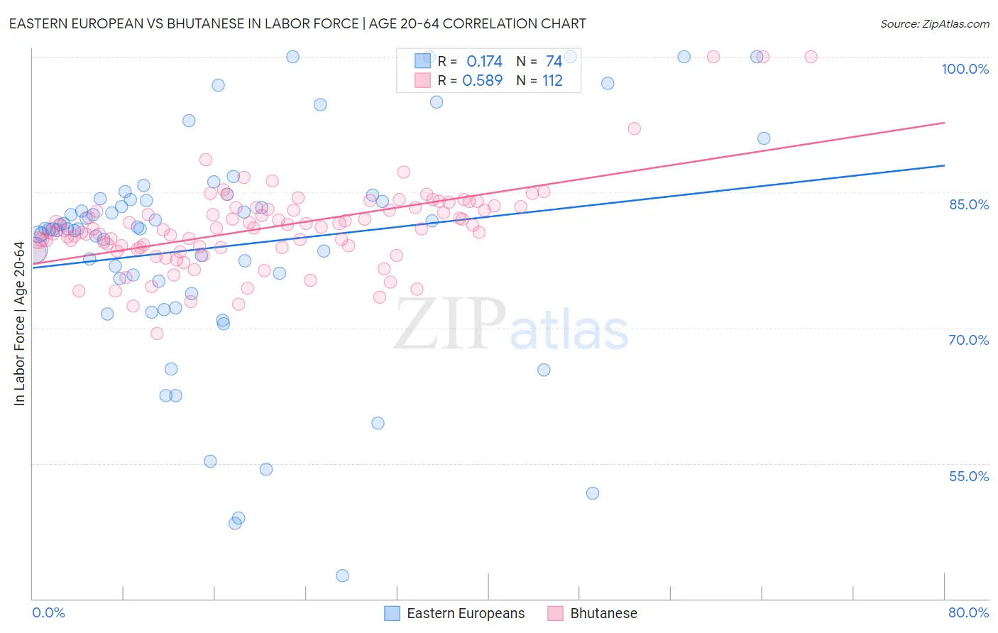 Eastern European vs Bhutanese In Labor Force | Age 20-64