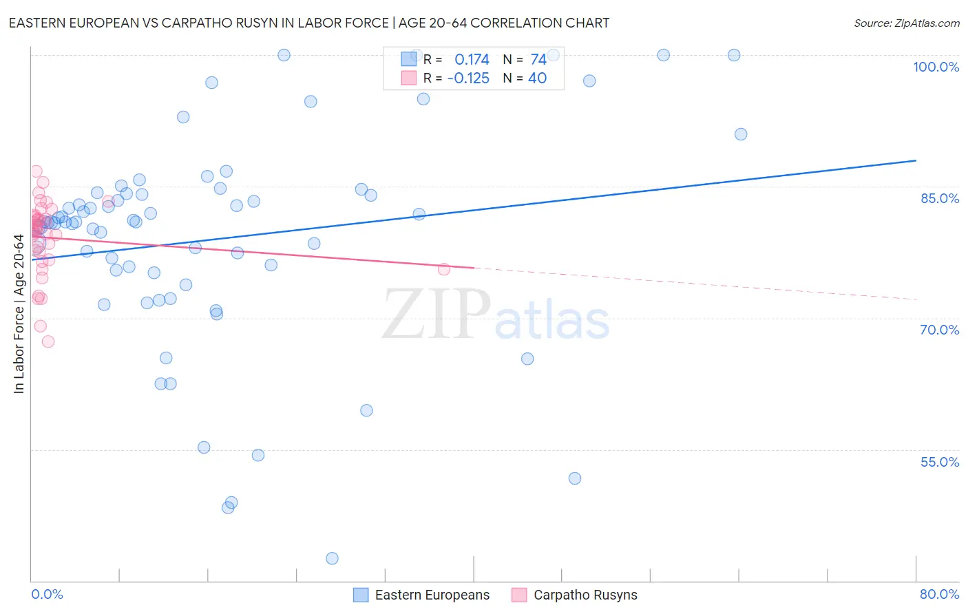 Eastern European vs Carpatho Rusyn In Labor Force | Age 20-64