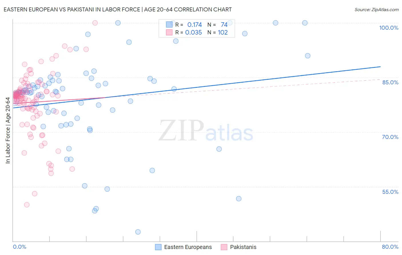 Eastern European vs Pakistani In Labor Force | Age 20-64