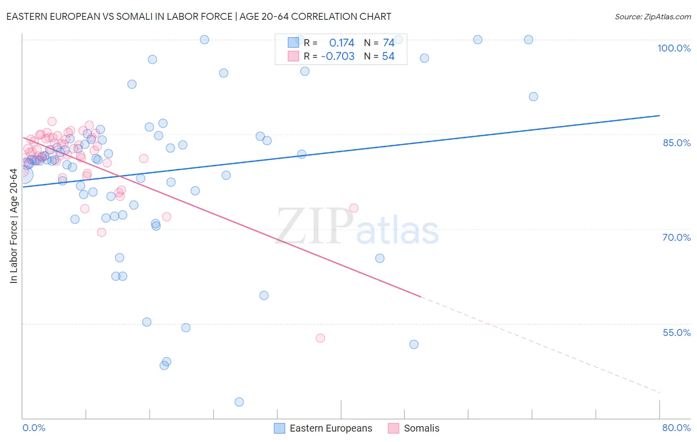 Eastern European vs Somali In Labor Force | Age 20-64