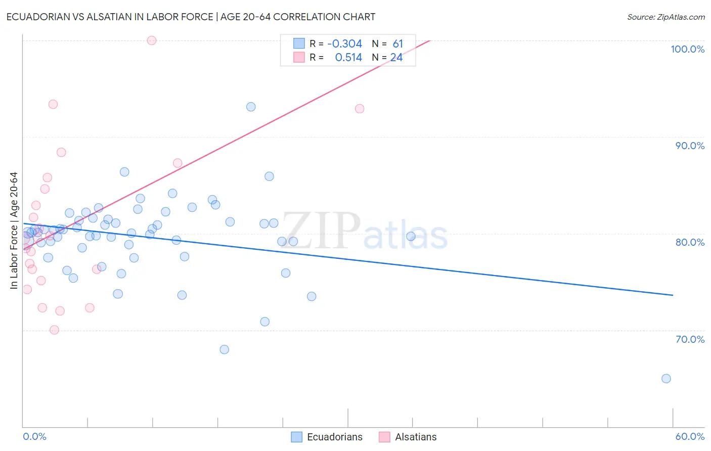 Ecuadorian vs Alsatian In Labor Force | Age 20-64