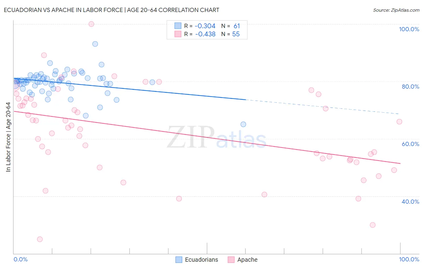 Ecuadorian vs Apache In Labor Force | Age 20-64