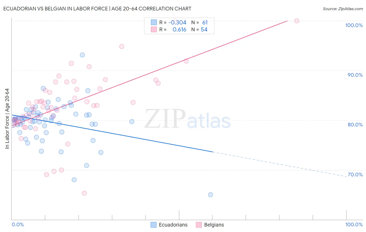 Ecuadorian vs Belgian In Labor Force | Age 20-64