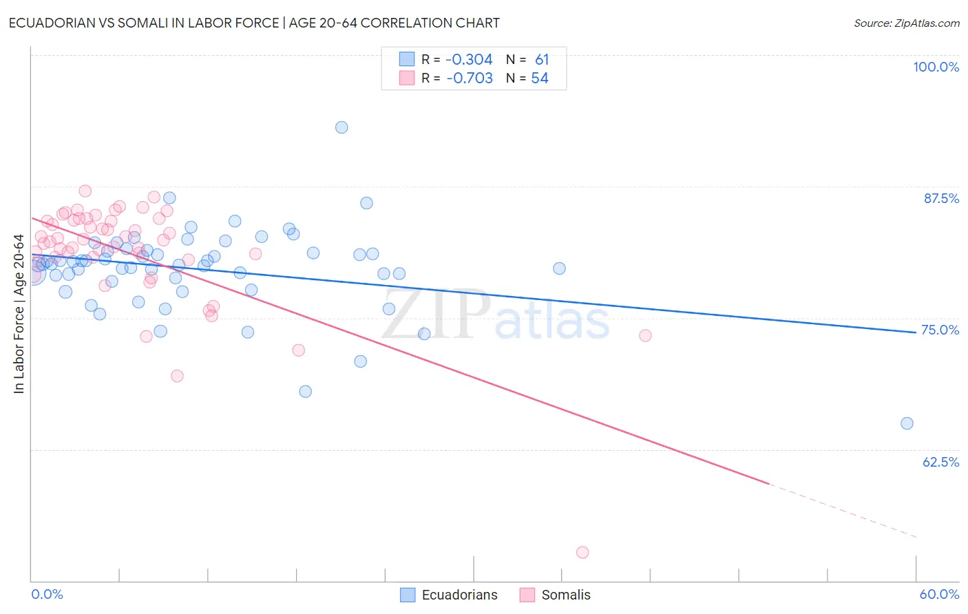Ecuadorian vs Somali In Labor Force | Age 20-64