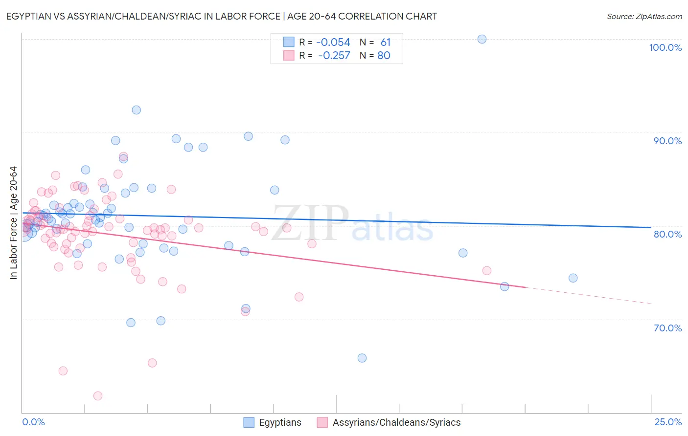 Egyptian vs Assyrian/Chaldean/Syriac In Labor Force | Age 20-64