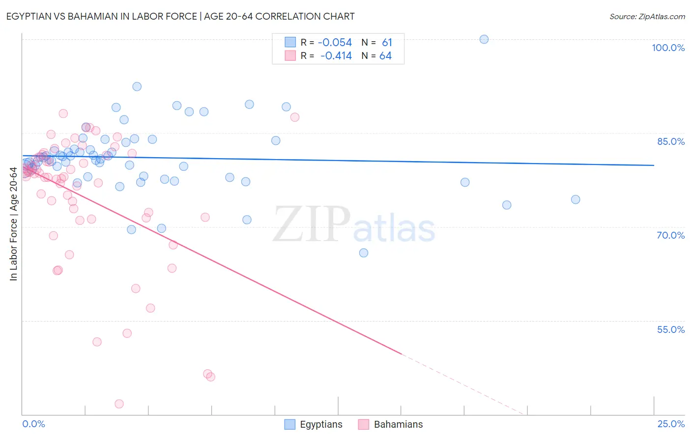 Egyptian vs Bahamian In Labor Force | Age 20-64