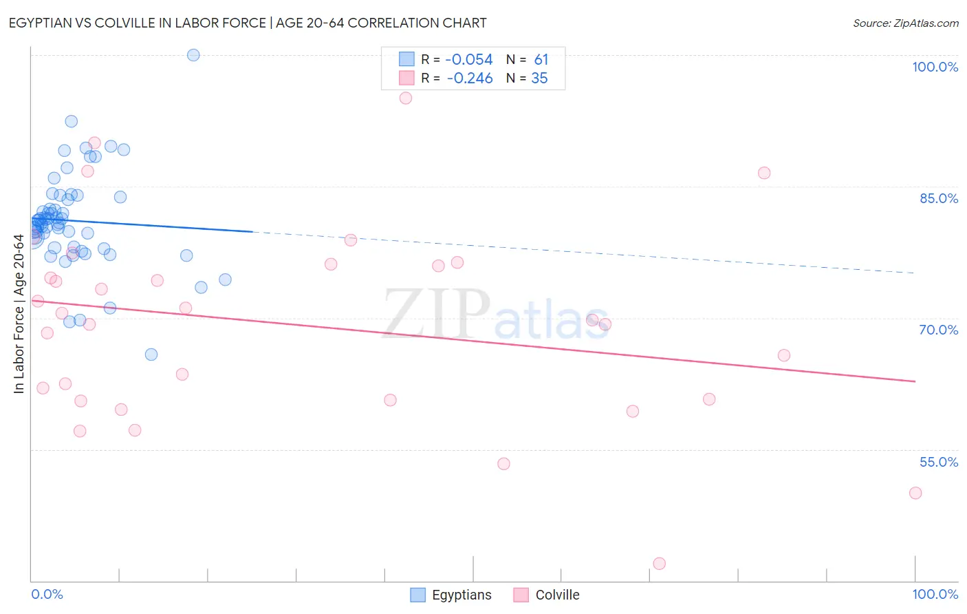 Egyptian vs Colville In Labor Force | Age 20-64